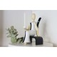 Sternkopf-Engel White & Black, sitzend mit Kerzenhalter